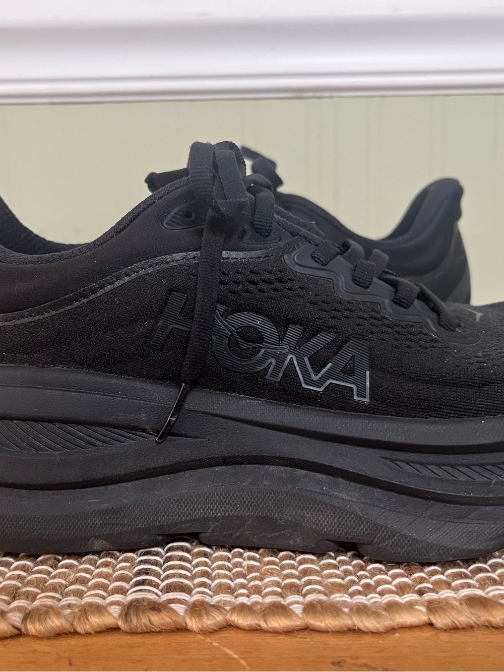 Hoka Bondi Black Mesh Lace-Up Running Shoes - Picture 3 of 11